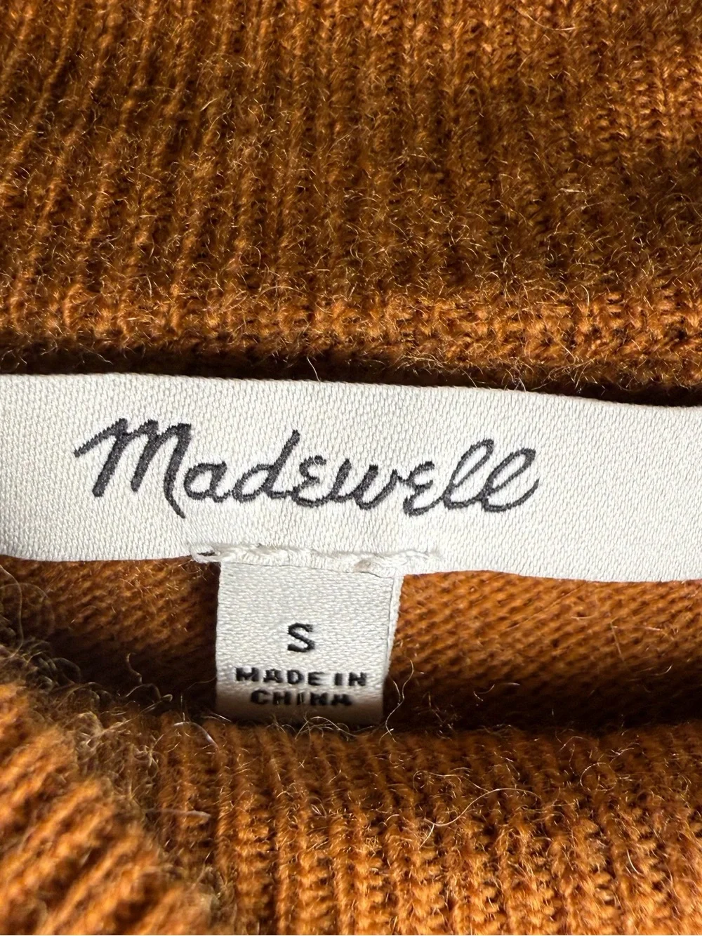 Madewell Colorblock Ashbury Mockneck Sweater Size Small Mustard Cream & Navy